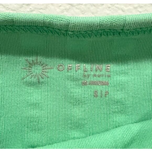 OFFLINE Green Striped Square Neck Short Sleeve Crop Top - Picture 3 of 4